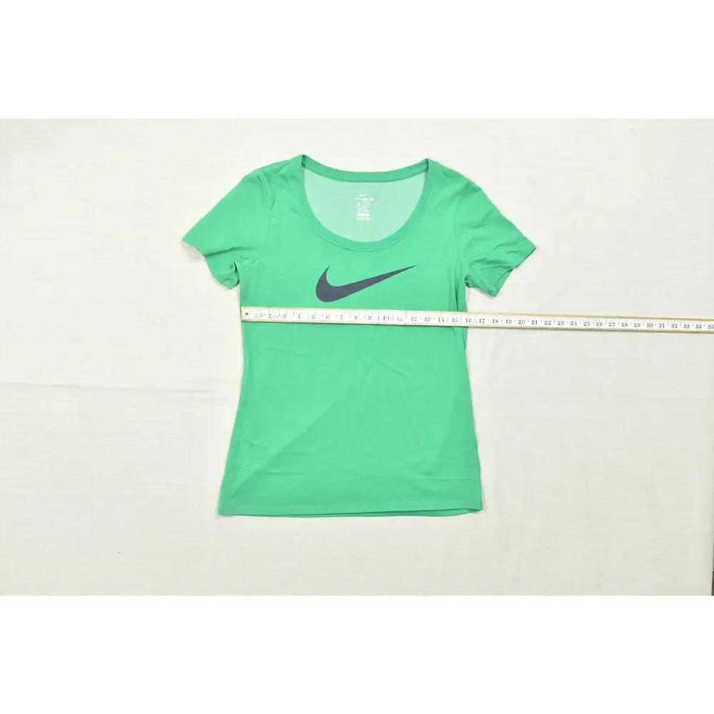 Nike Women's Size Small Green Dri-Fit Athletic Cut Short Sleeve Swoosh Logo Tee